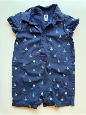 Janie and Jack baby boy sailboat romper Sz - 12-18 Months